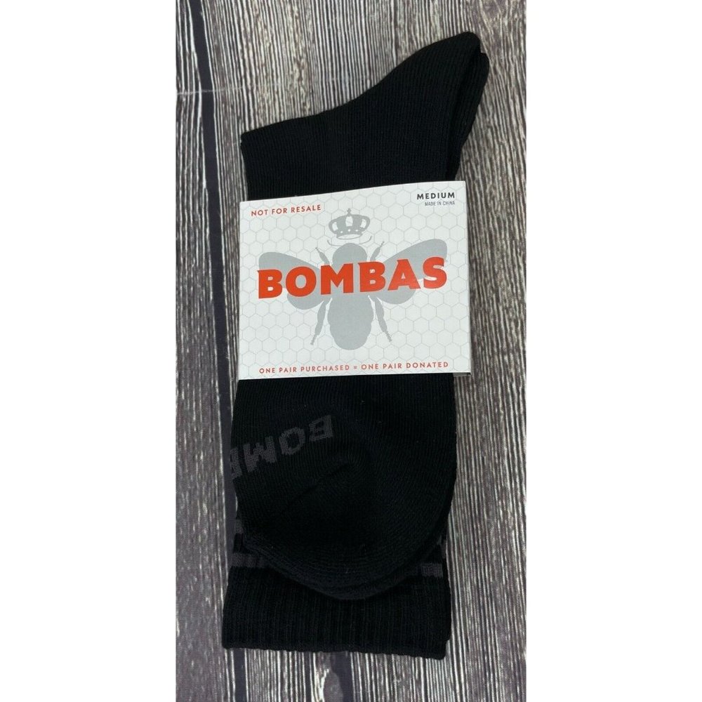 NEW BOMBAS Crew Calf Black Socks Men’s Medium Size 6-9 Bee